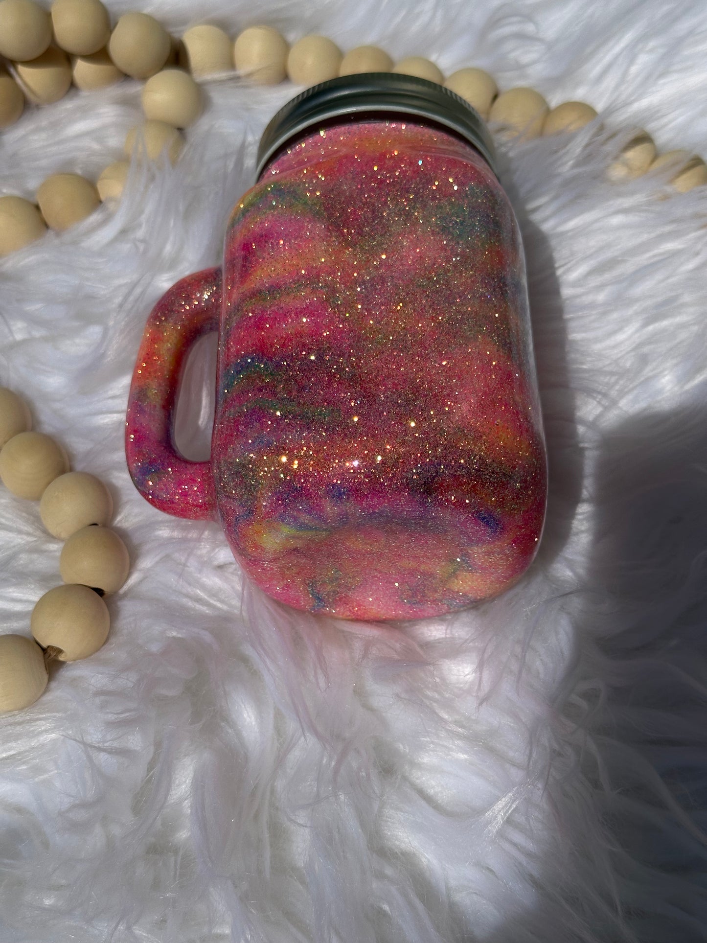 Pastel glitter mason jar