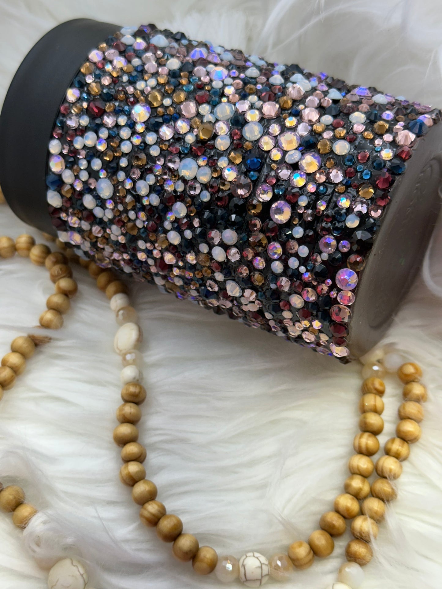 Glass Rhinestone can holder