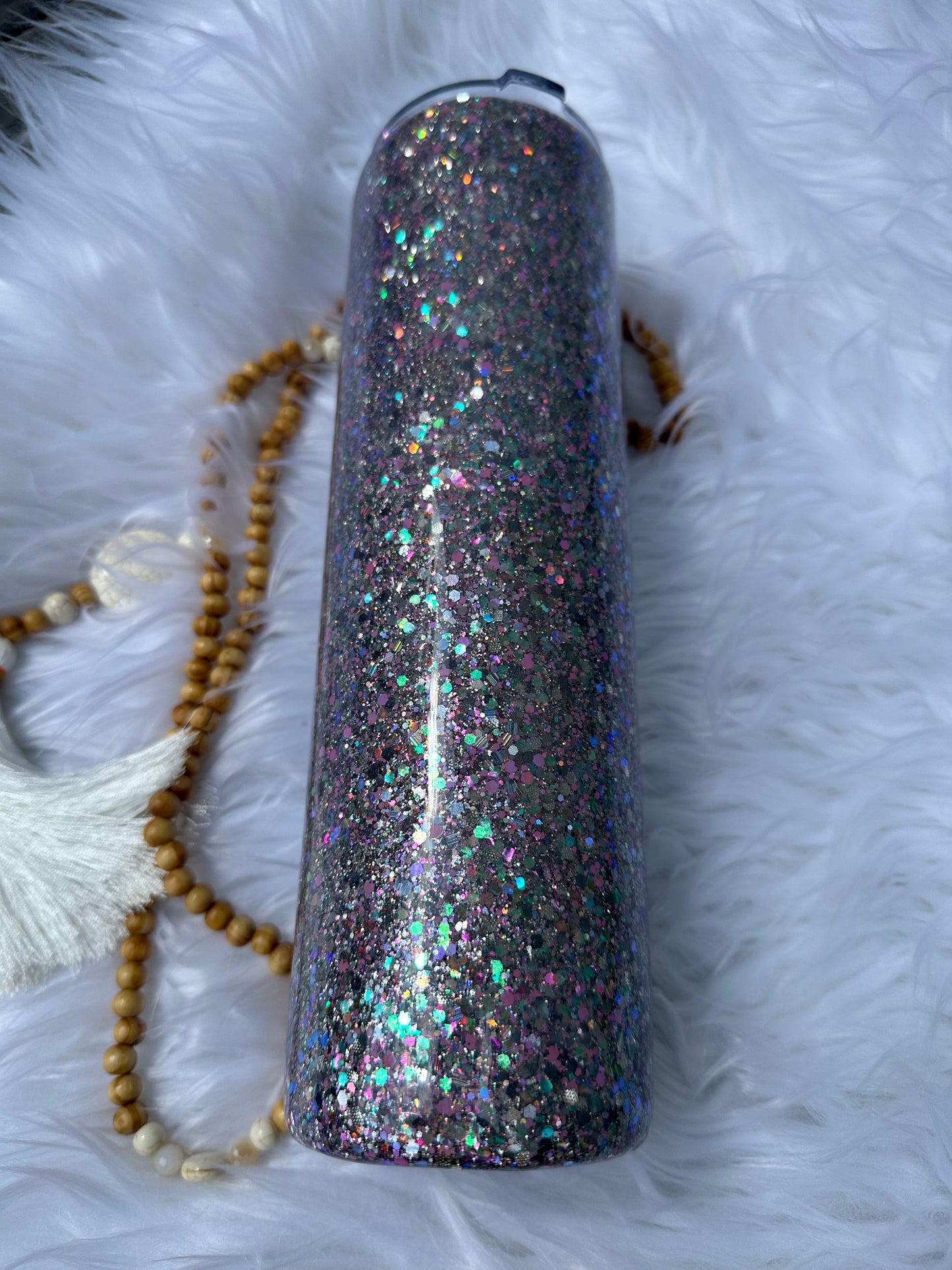 Pink Holographic glitter tumbler