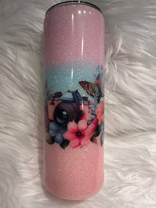 pastel glitter tumbler