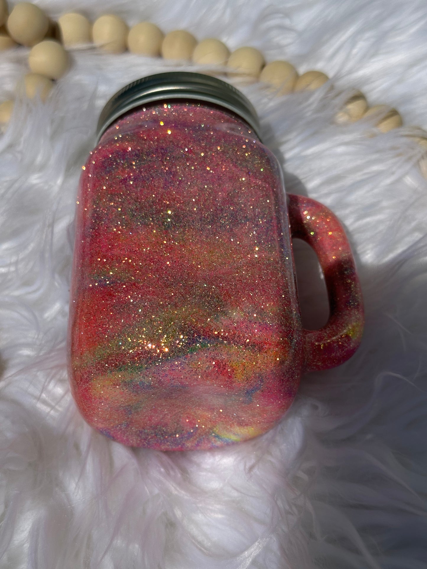 Pastel glitter mason jar