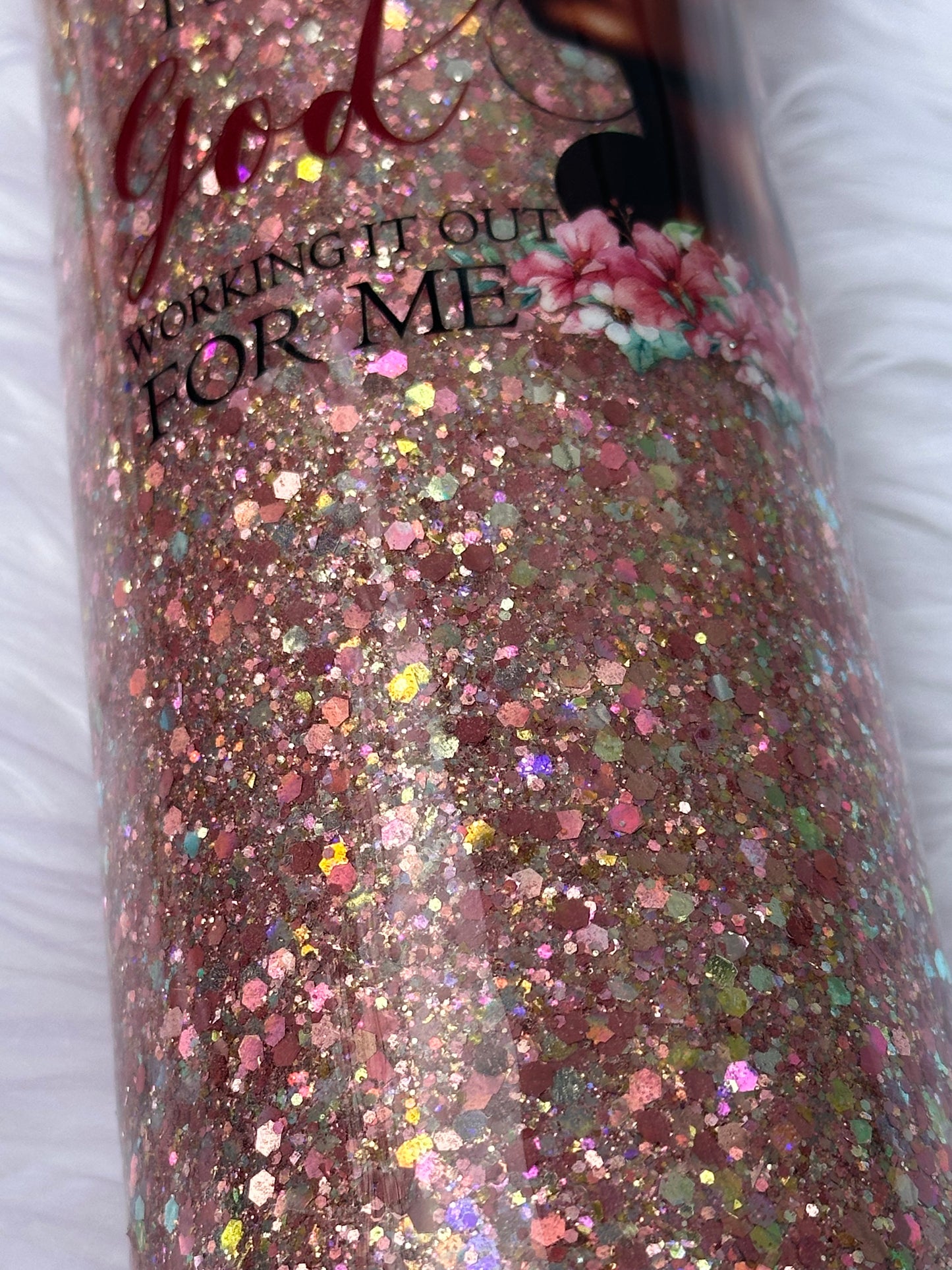 Rose colored glitter Tumbler