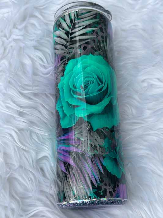 Turquoise Rose Tumbler