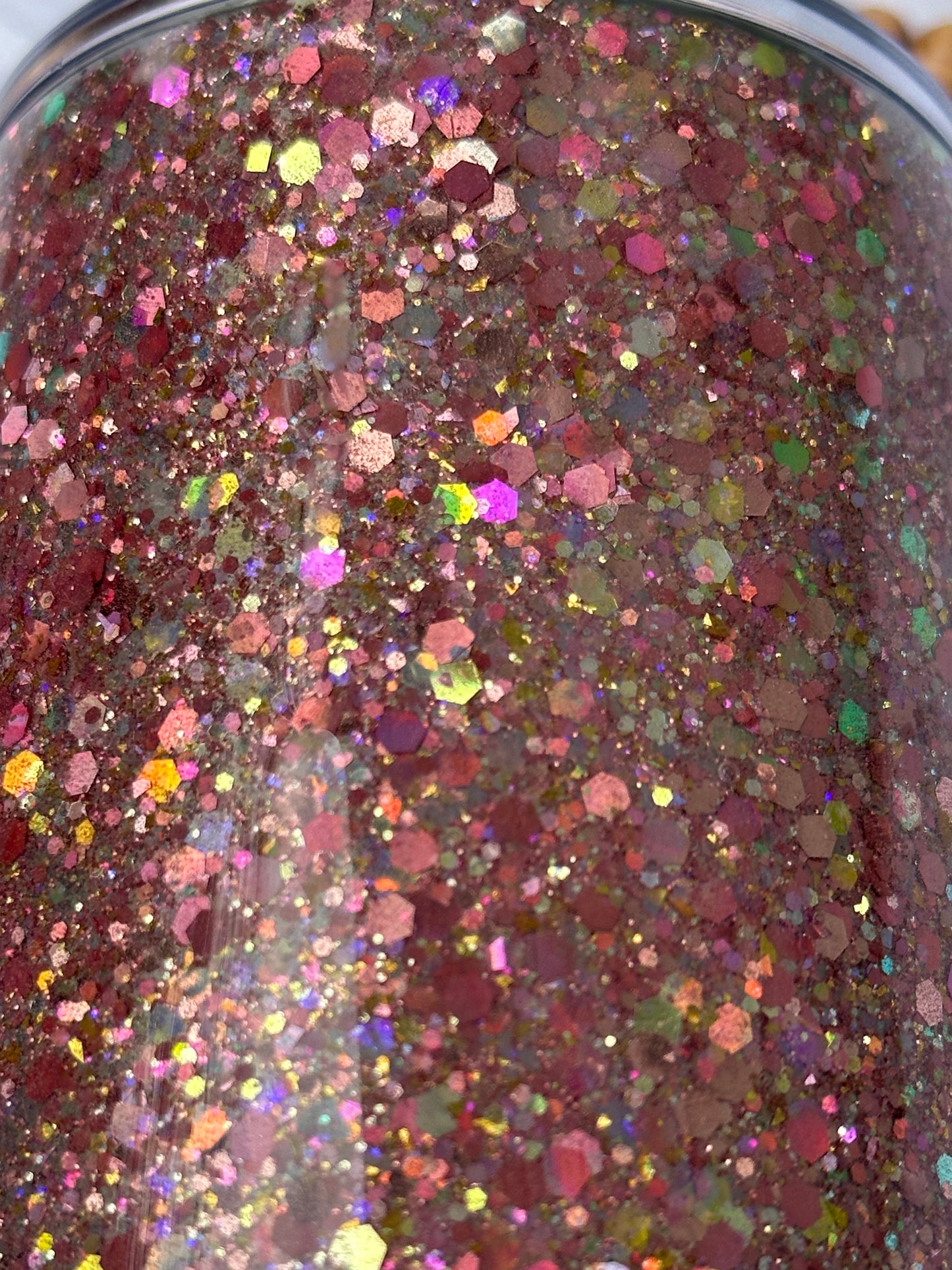 Rose colored glitter Tumbler