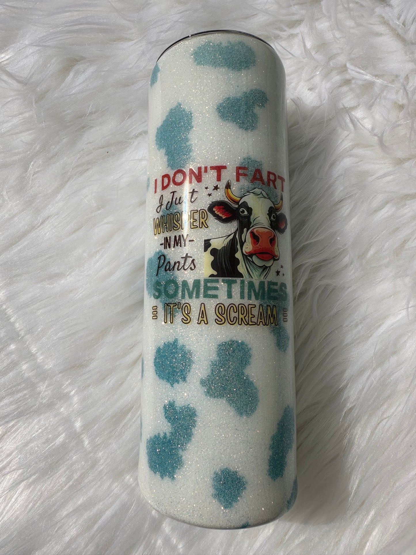 Turquoise Cow Tumbler