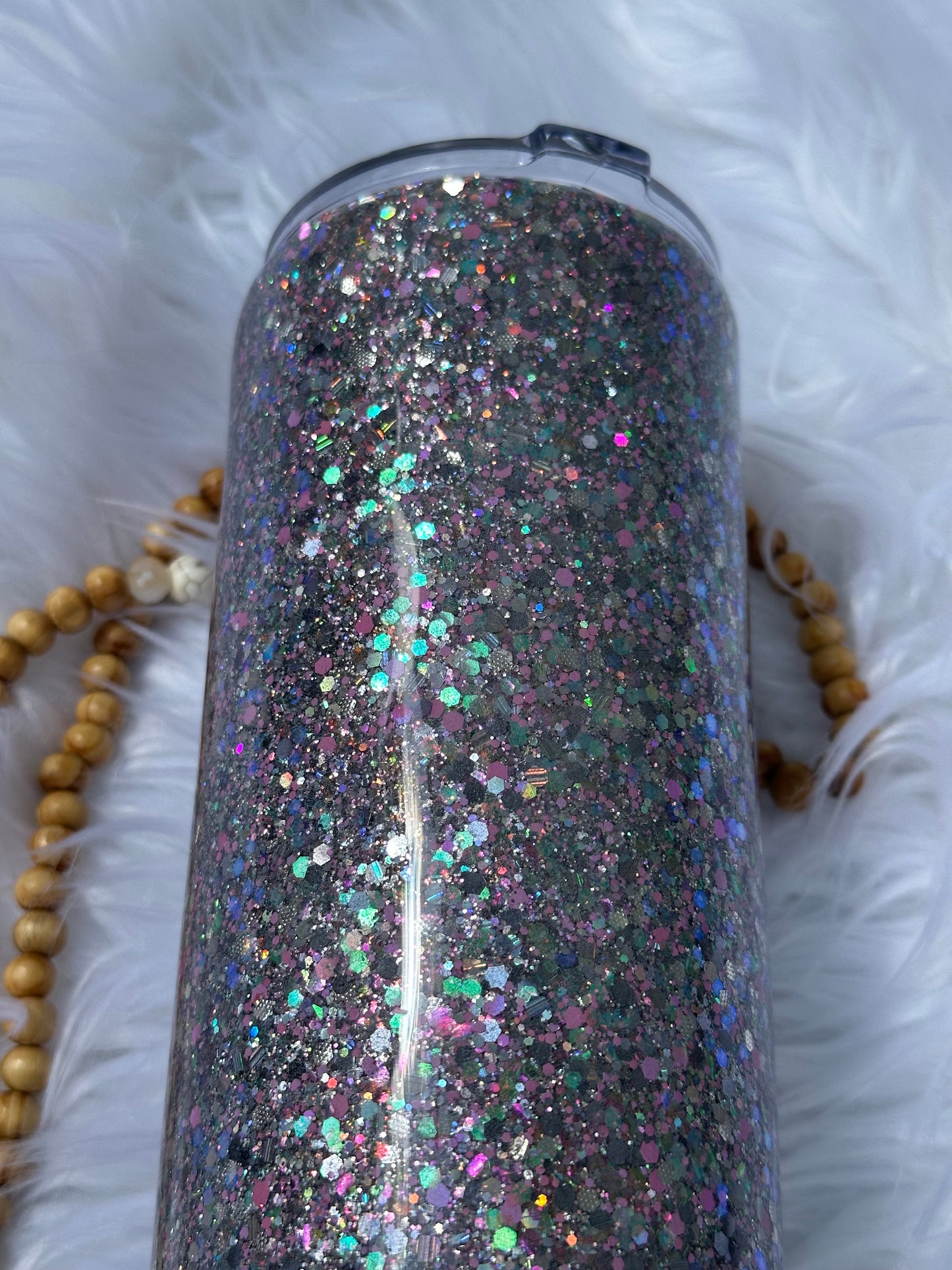 Pink Holographic glitter tumbler