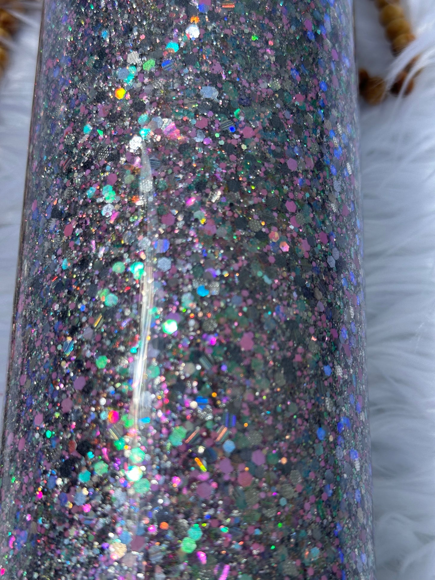 Pink Holographic glitter tumbler
