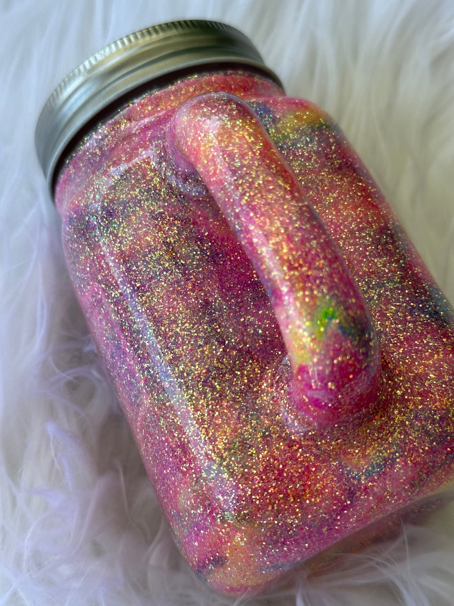 Pastel glitter mason jar
