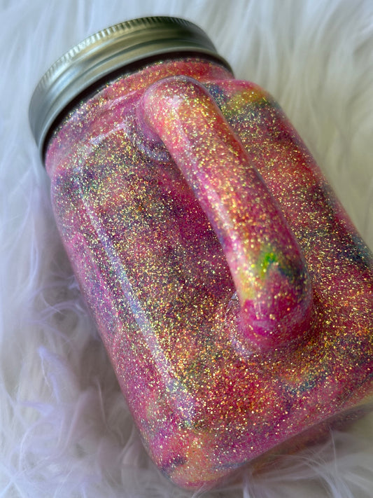 Pastel glitter mason jar