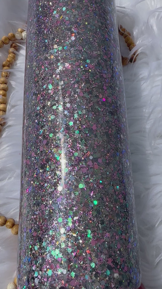 Pink Holographic glitter tumbler